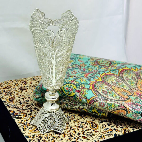 ست هدیه اداری گلدان ملیله کاری سایز بزرگ و ترمه - Image 9