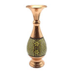 گلدان صراحی مس و خاتم کاری شالدار 20 سانت - Image 2
