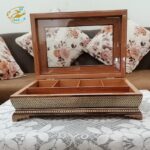 جعبه پذیرایی چوبی (جعبه دمنوش ، جعبه تی بگ ) خاتم کاری مدل سیمی روشیشه - Image 6