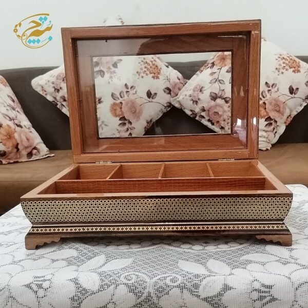 جعبه پذیرایی چوبی (جعبه دمنوش ، جعبه تی بگ ) خاتم کاری مدل سیمی روشیشه - Image 6
