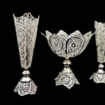 کاسه ملیله کاری شماره 1 و گلدان ملیله کاری تنه خمری - Image 3