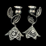 شمعدان اشکی ملیله کاری نقره کوچک (جفتی) - Image 4