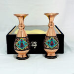 گلدان مسی الماس تراش و پرداز با جعبه مخمل - Image 2