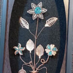 قاب گل مسی فیروزه کوبی سه گل قاب کلاسیک - Image 4