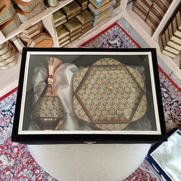 پک هدیه گلدان و شکلات خوری خاتم کاری - Image 5