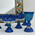 ست هفت سین میناکاری مسی مدل پایه دار آبی - Image 5