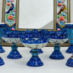 ست هفت سین میناکاری مسی مدل پایه دار آبی - Image 6