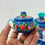 سرویس سماور دکوری میناکاری نقاشی برجسته گل و بلبل - Image 7