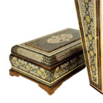 ست جعبه دستمال کاغذی و سطل و جا کاردی خاتم کاری مدل توپی - Image 7