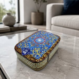جعبه خاتم کاری جاکارتی کشویی مدل مینیاتور اسلیمی 2