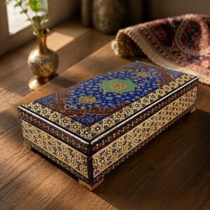 جعبه خاتم کاری مدل تذهیب خاتم استخونی
