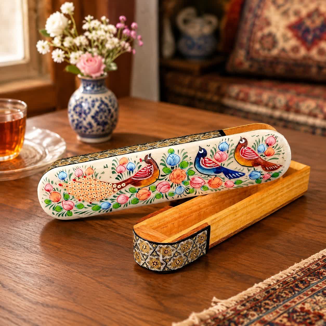 photo27433349733.jpg قلمدان خاتم کاری کشویی مدل گل و بلبل - Image 1