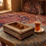 جعبه دمنوش پذیرایی خاتم کاری مدل توپی