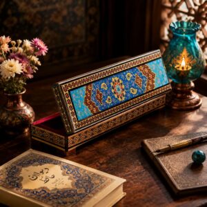 جامضرابی خاتم کاری استخونی  تذهیب 30 سانتی