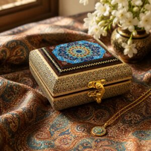 جعبه خاتم کاری مدل تمام خاتم تذهیب 10در12