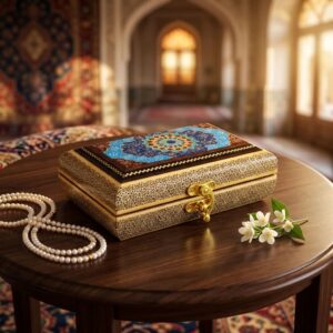 جعبه خاتم کاری مدل تمام خاتم تذهیب 10در16