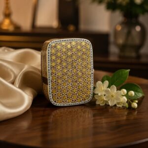 جعبه خاتم کاری کبریتی طرح شیشی