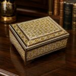 جعبه خاتم کاری استخونی مدل پره وارو 10در14