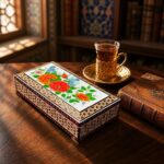 جعبه خاتم کاری گل و مرغ پرداز