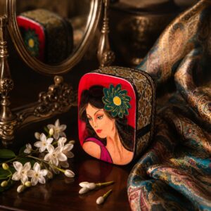 جعبه جاسکه ای خاتم کاری طرح لیلی