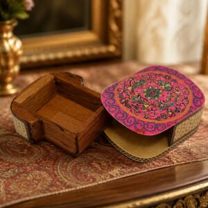جعبه جاسکه ای خاتم کاری طرح کاشی1