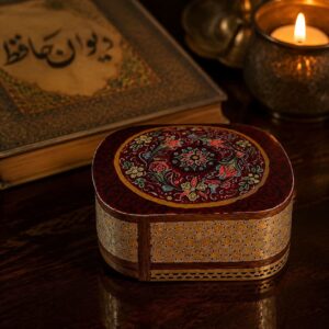 جعبه جاسکه ای خاتم کاری طرح کاشی2