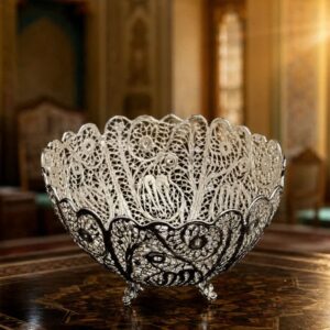 سنگاب ملیله کاری نقره مدل لب گرد