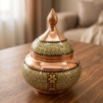 قندان مس و خاتم کاری شالدار 18 سانت