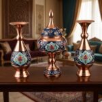 ست گلدان 20 و شکلات خوری 23 پایه دار مس پرداز
