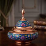 قندان مس و پرداز طرح بشقاب پرنده سایز بزرگ