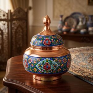 قندان مس و پرداز مدل سیبی سایز 30