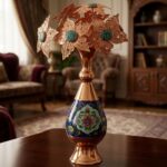 گلدان مسی طرح پرداز ارتفاع 20 سانتی