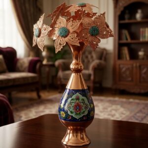 گلدان مسی طرح پرداز ارتفاع 20 سانتی