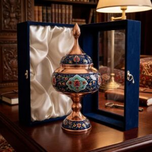 شکلات خوری مس و پرداز ارتفاع 35 با جعبه مخمل