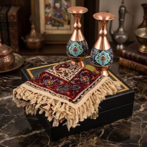 ست اداری رومیزی قلمکار و گلدان جفتی 20 سانتی مدل پرداز