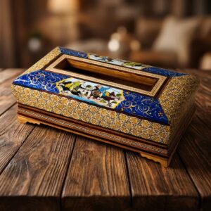 جعبه دستمال کاغذی خاتم کاری چوگان