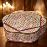 شکلات خوری خاتم کاری مدل پره وارو همراه با جعبه مخمل