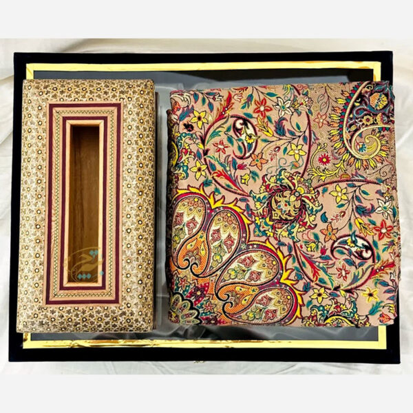 ست هدیه خاتم کاری ترمه و جعبه دستمال اعلا - Image 6