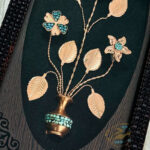 تابلو گل مسی فیروزه کوبی سه گل پروانه - Image 5