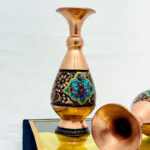 گلدان مسی الماس تراش و پرداز با جعبه مخمل - Image 3