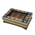 جعبه خاتم کاری مدل چوگان درب شیشه ای - Image 5
