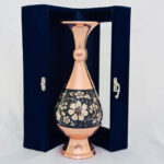 گلدان مسی الماس نقره  25 سانتی به همراه جعبه مخمل