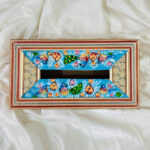 جعبه دستمال کاغذی خاتم چوبی نقاشی گل و مرغ - Image 3