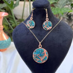 نیم ست زیورآلات مسی فیروزه کوبی مدل  زندگی