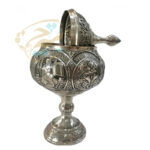 گز خوری (شکلات خوری پایه دار) قلمزنی مدل گل و مرغ برجسته  و چهره - Image 4