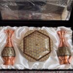 پک هدیه جفت گلدان و شکلات خوری خاتم کاری
