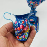 سرویس سماور دکوری میناکاری نقاشی برجسته گل و بلبل - Image 9