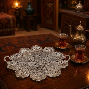 ظروف ملیله کاری سینی گرد 10 گوش
