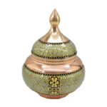 قندان مس و خاتم کاری شالدار 18 سانت - Image 2