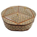 شکلات خوری خاتم کاری سه درب  طرح گلی شش ضلعی تو راش سایز 23در23 - Image 4
